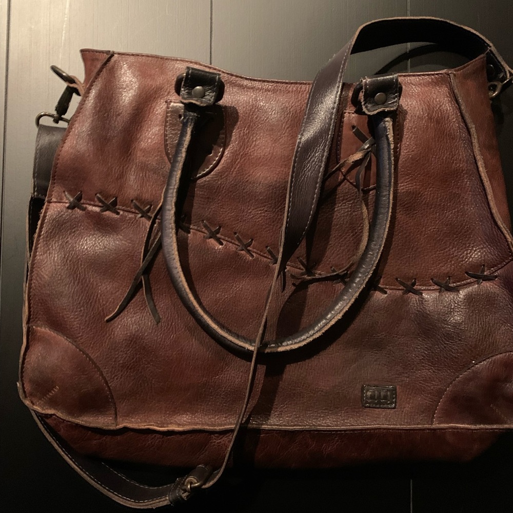 Bed Stu Distressed Brown Leather Crossbody Bag with Dark Brown Strap - Picture 5 of 10